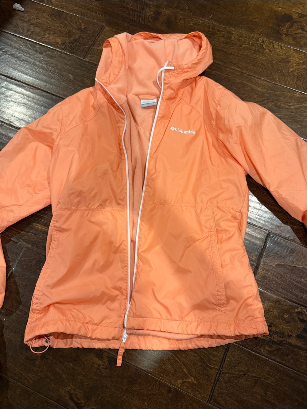Columbia Peach-Orange Hooded Windbreaker Jacket